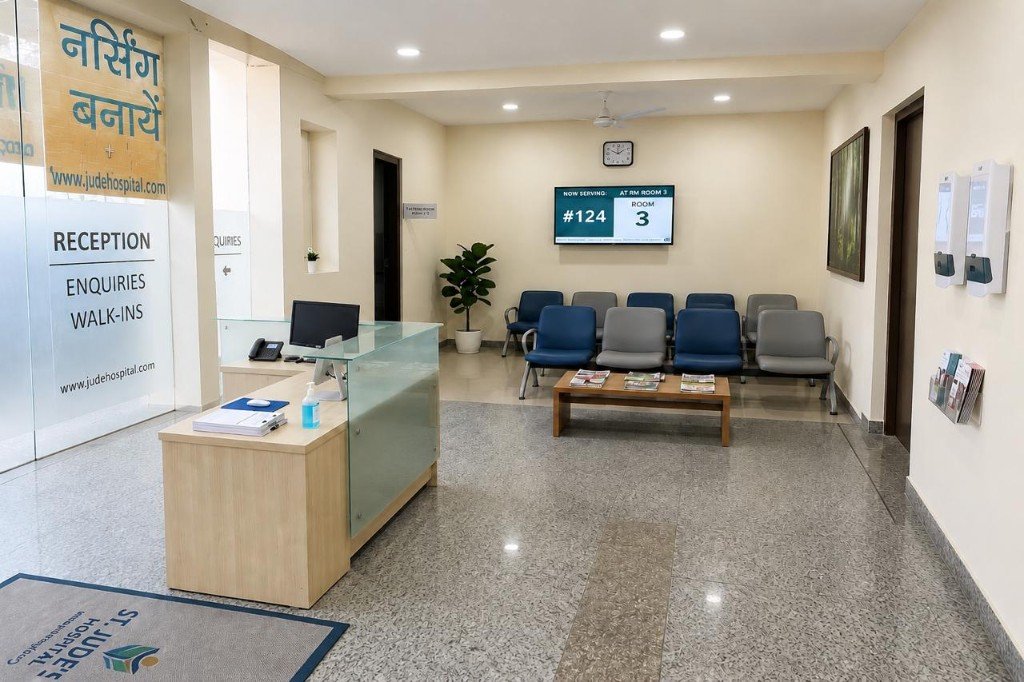 Reception and waiting area at Clarity Vision & Retina Center, Badarpur Delhi